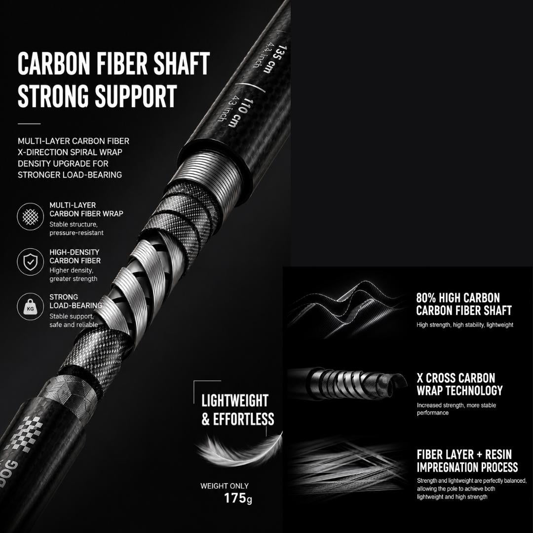 Blackdog Trekking Pole Carbon Xingshan CBD2650DS012 Tongkat Hiking Pendakian Camping Trekpole Teleskopik Ringan