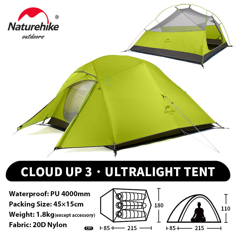 Tenda Camping Naturehike Tent Cloud UP 3 2018 NH18T030-T 20D
