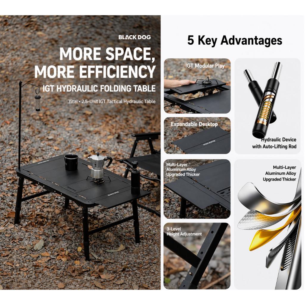 Blackdog Meja Lipat IGT Hidrolik CBD2650JJ013 Adjustable Folding Table Portable Meja Camping Modular