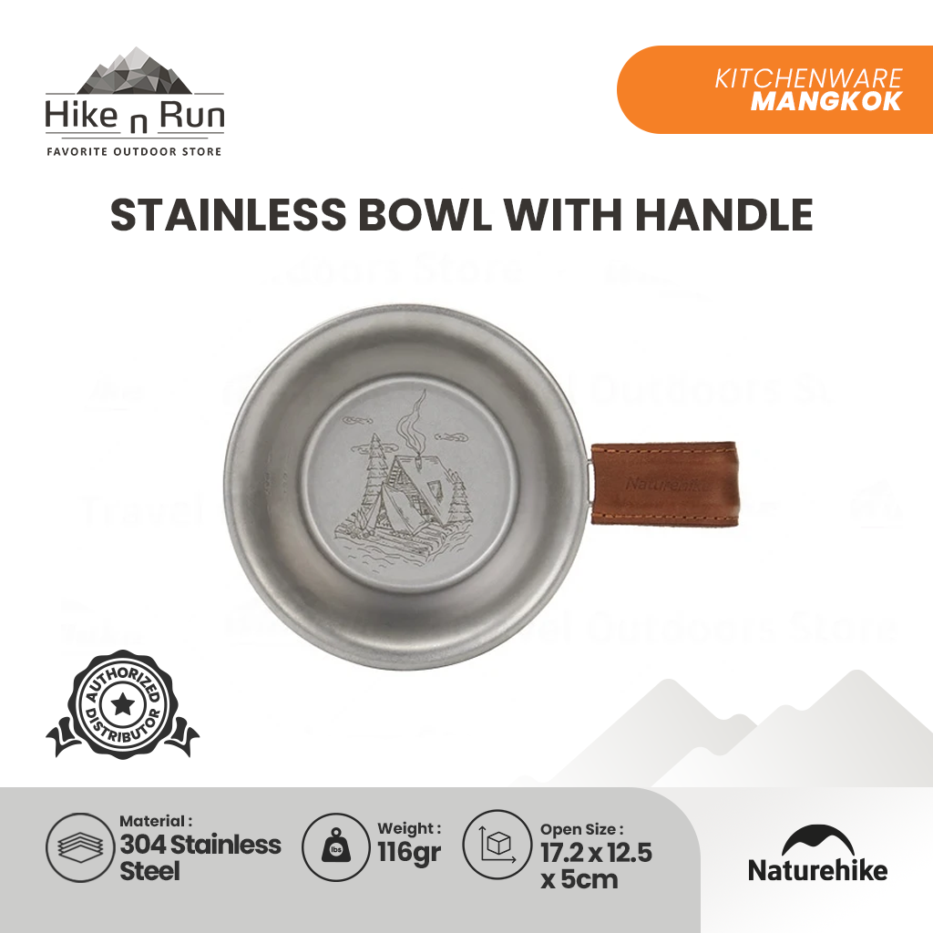 MANGKOK STAINLESS DENGAN HANDLE NATUREHIKE NH21SJ002 BOWL ULTRALIGHT CAMPING