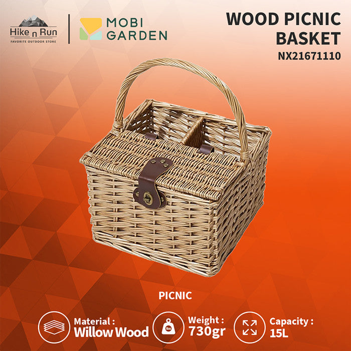 Keranjang Piknik Mobi Garden NX21671110 Wood Picnic Basket