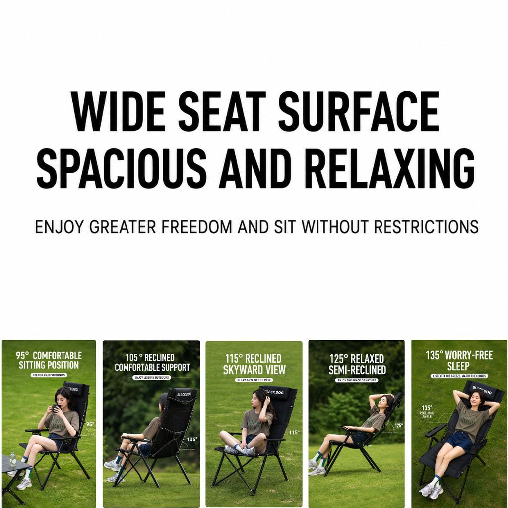 Blackdog Kursi Camping Lipat Premium M1 CBD2650JJ016 High Back Reclining Camping Chair