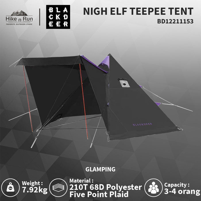 BUNDLING Tenda Camping Blackdeer BD12211153 Night Elf TeePee Tent 2.0 + BD Inner Tent TeePee Night Elf 2.0