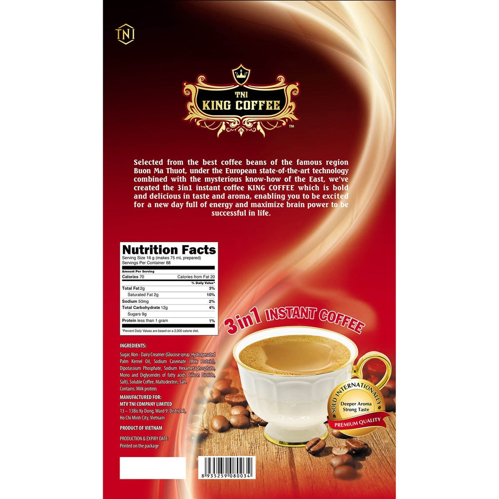 DUS Karton Kopi Instan Import Vietnam Trung Nguyen King Coffee 3 In 1 Isi 6 Sachet 12 Box