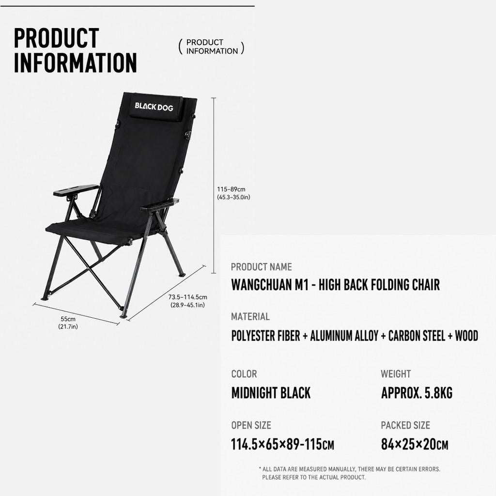 Blackdog Kursi Camping Lipat Premium M1 CBD2650JJ016 High Back Reclining Camping Chair