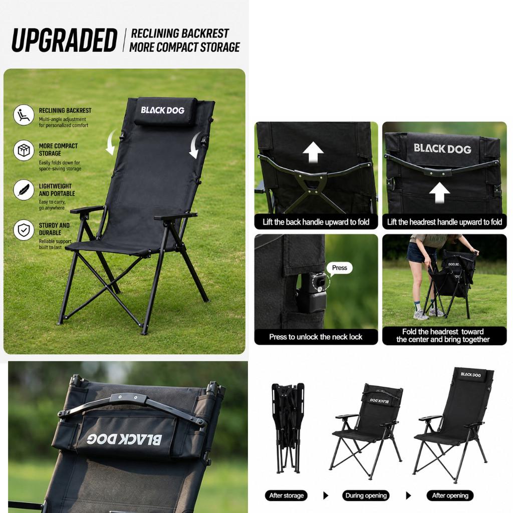 Blackdog Kursi Camping Lipat Premium M1 CBD2650JJ016 High Back Reclining Camping Chair