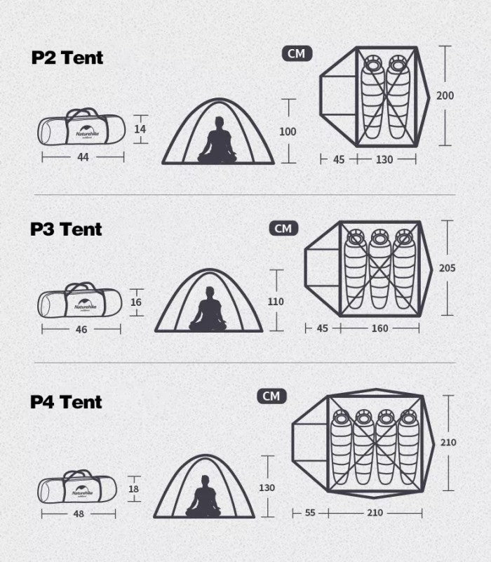 Naturehike P Series Hiking Tent  NH18Z022-P NH18Z033-P NH18Z044-P