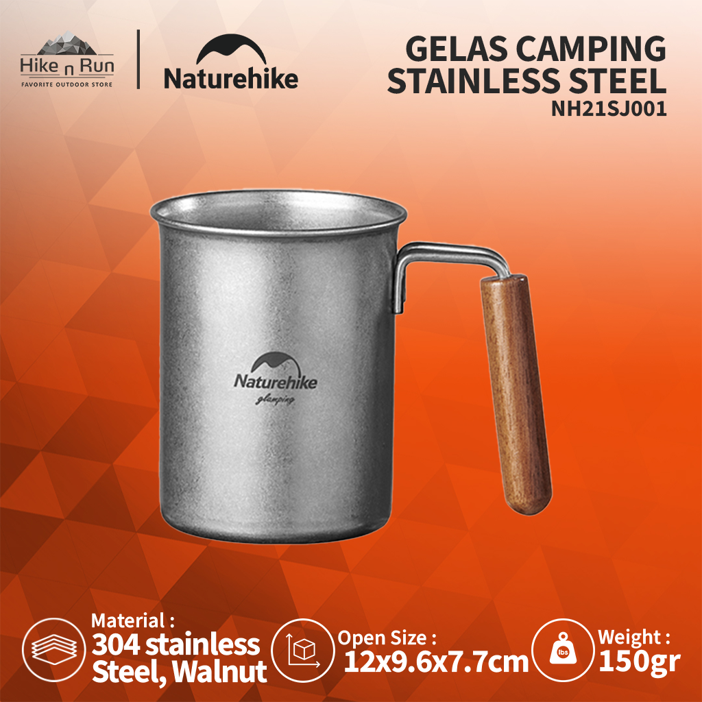 GELAS CAMPING STAINLESS STEEL NATUREHIKE NH21SJ001 SS RETRO CUP 350ML