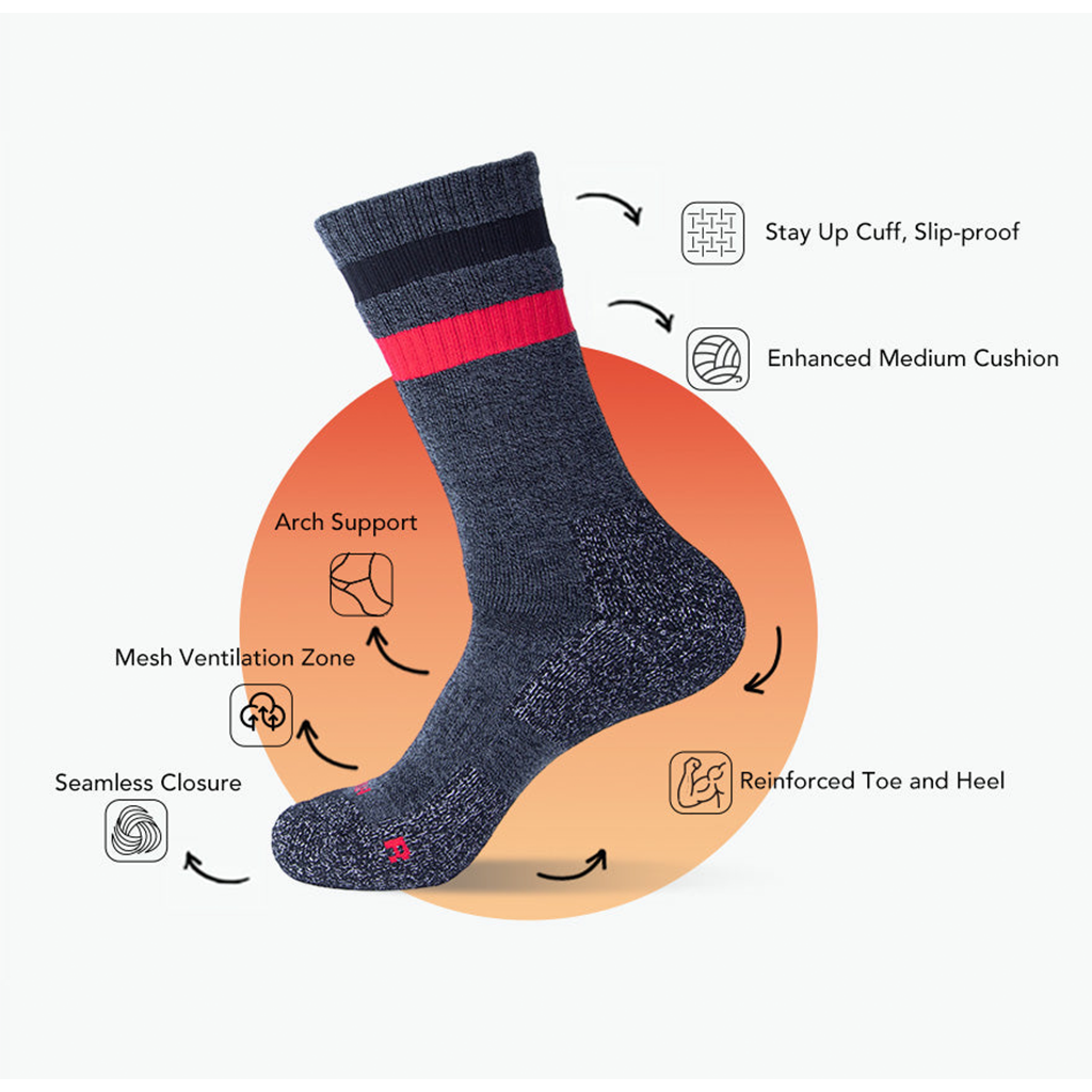 Kaos kaki hiking NAGIEAN CHARCOAL NGCM4002 merino socks