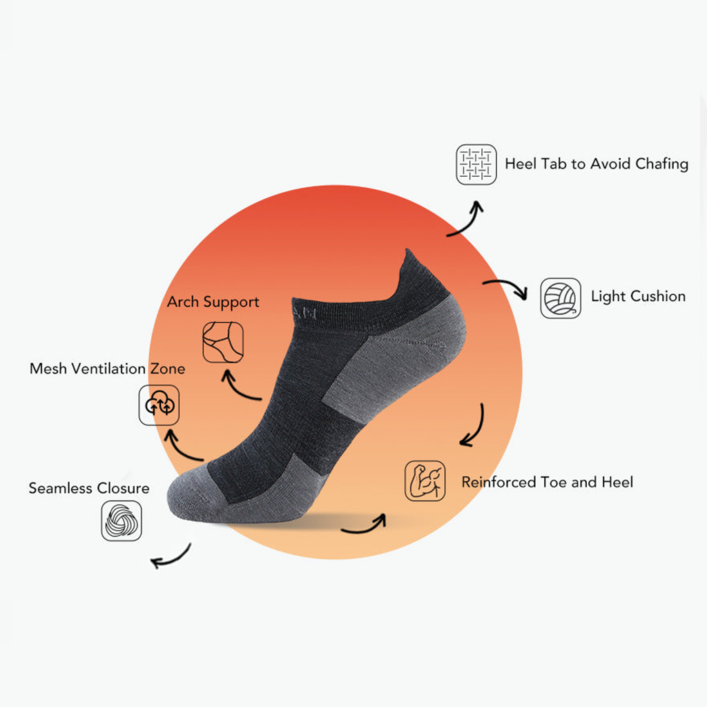 kaos kaki hiking NAGIEAN NGNL0002 short merino socks