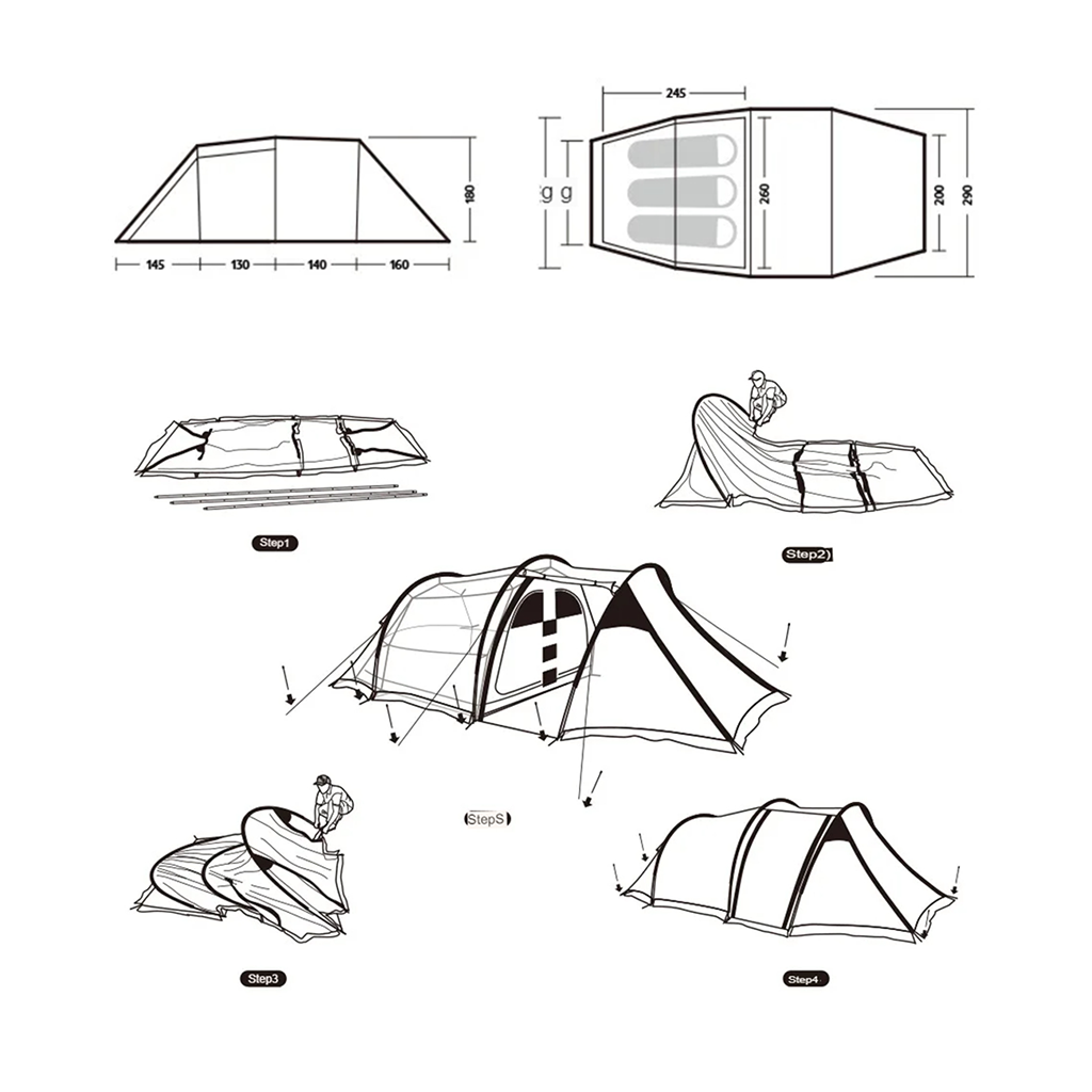 Tenda Glamping Cloud Vessel Naturehike CNH22ZP027 Light Tunnel Tent