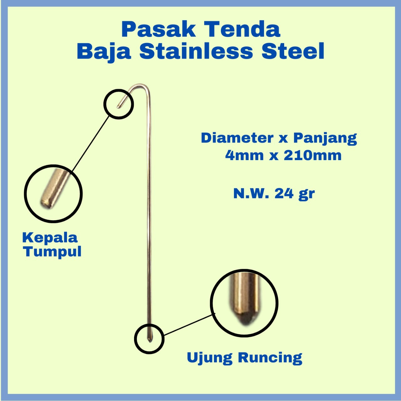 Xelarix Pasak Tenda Stainless Steel (Isi 6 PCS)