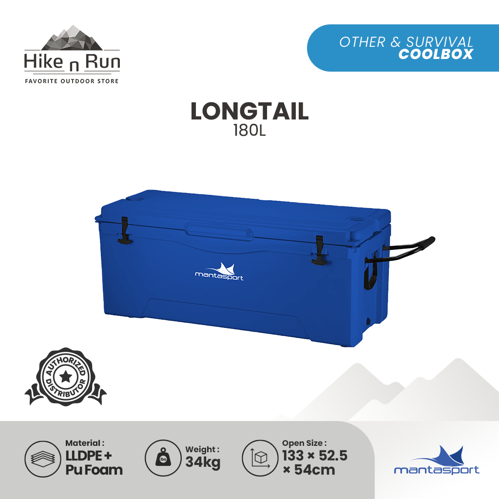 Mantasport Longtail 180L Cooler Box Outdoor Fishing Camping With Wheels And Handle