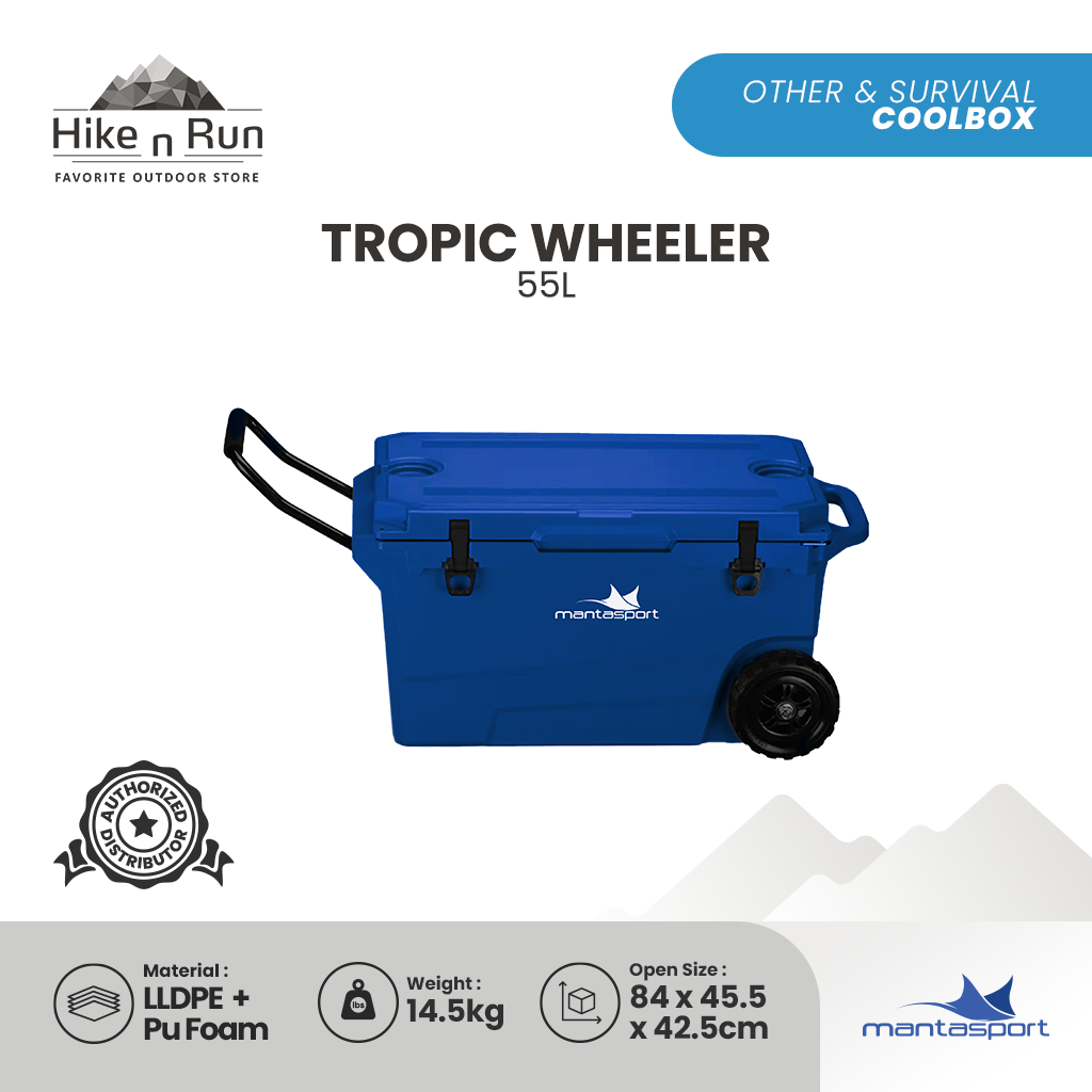 Mantasport Tropic Wheeler 55L Cooler Box Fishing Camping With Handle