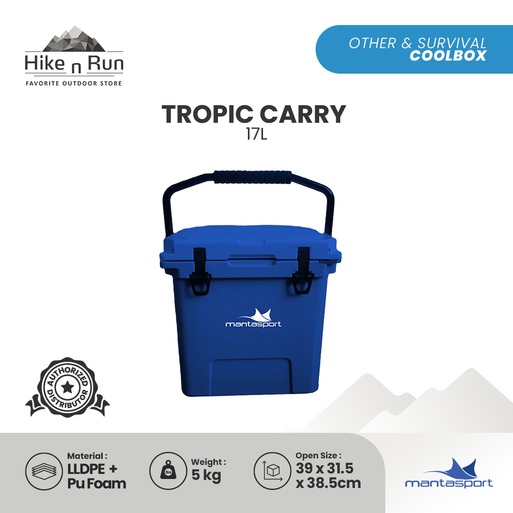 Mantasport Tropic Carry 17L Cooler Box Camping With Aluminium Handle Bar