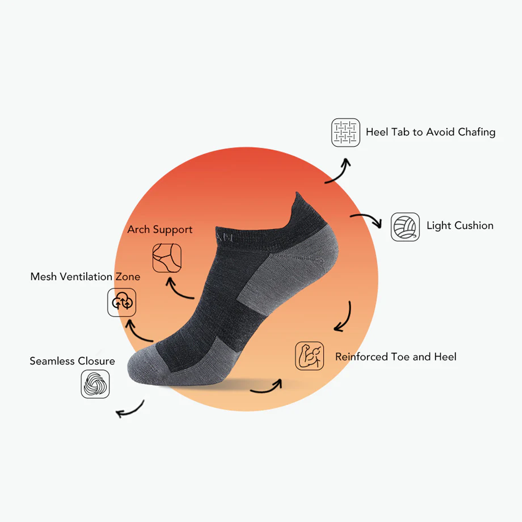 Na Giean Kaos Kaki Hiking NGNL0002 No Show Merino Socks