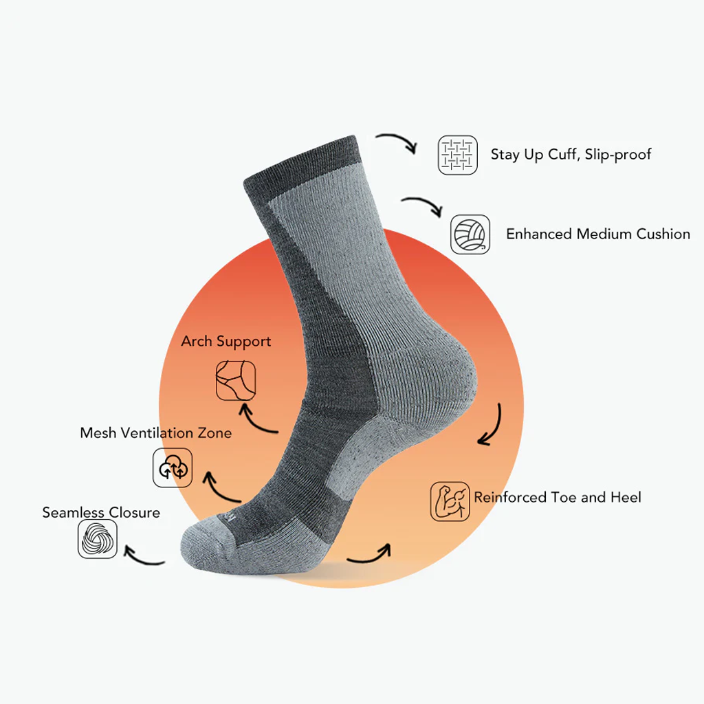 Na Giean Kaos Kaki Hangat Hiking NGCM0002 Crew Merino Wool Socks Travelling