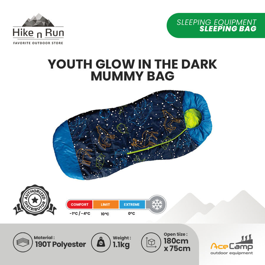 Kantong Tidur Acecamp Youth Glow In The Dark Mummy Bag - 3982