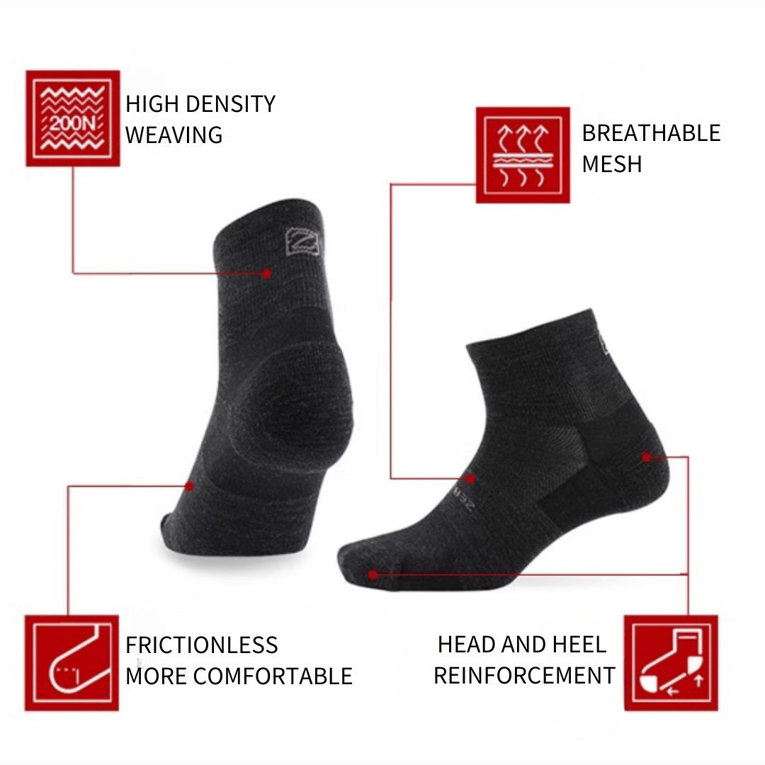 Zealwood Kaos Kaki Trail Run Hiking Crew Merino Socks