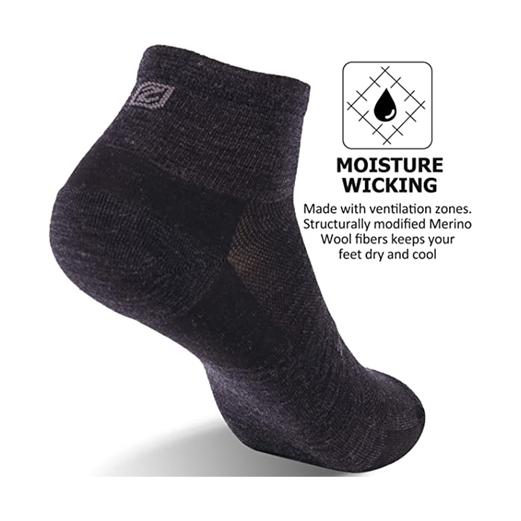 Zealwood Kaos Kaki Trail Run Hiking Ankle Merino Socks