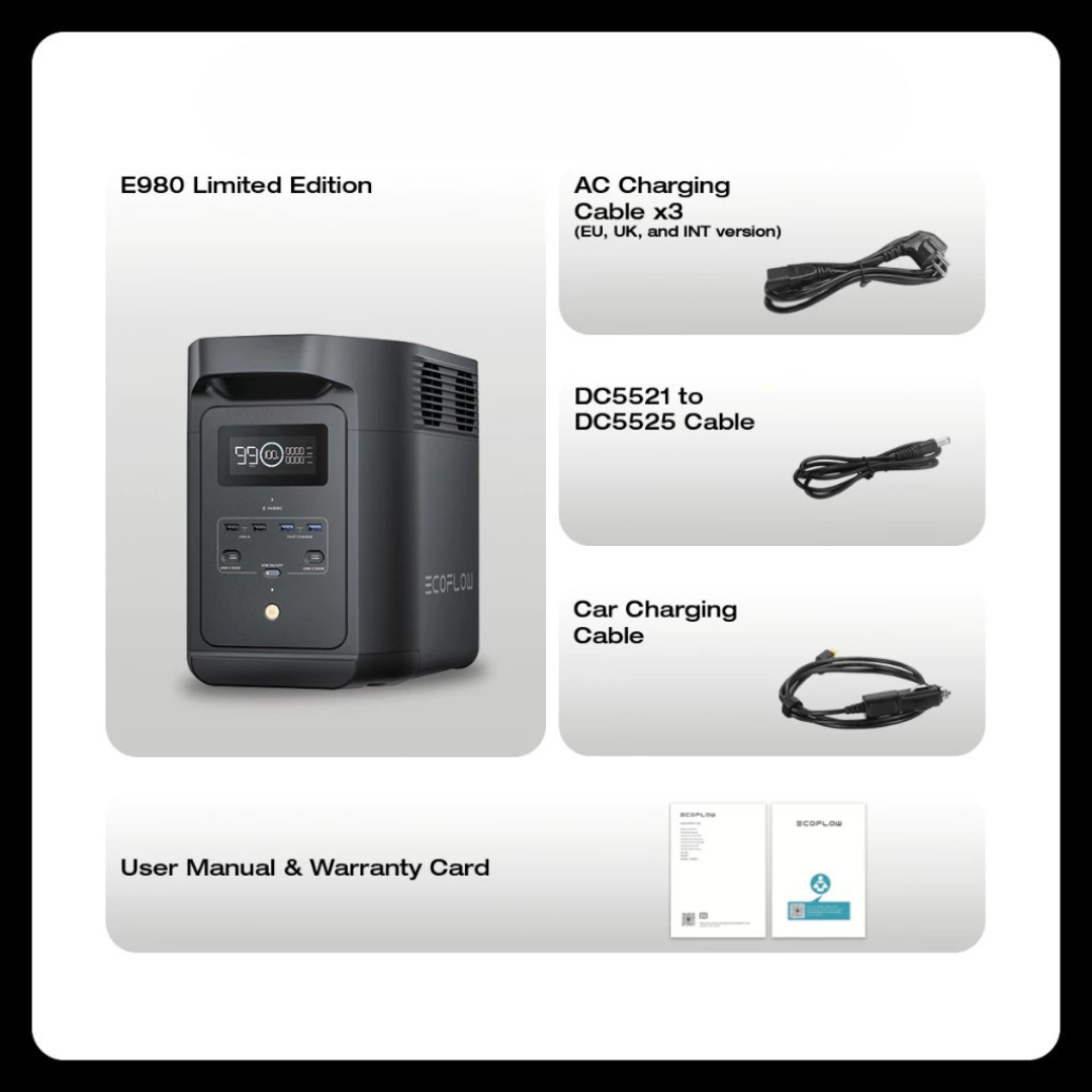 EcoFlow Portable Power Station E980 Genset Listrik 980 Wh 500 W Limited Black Edition