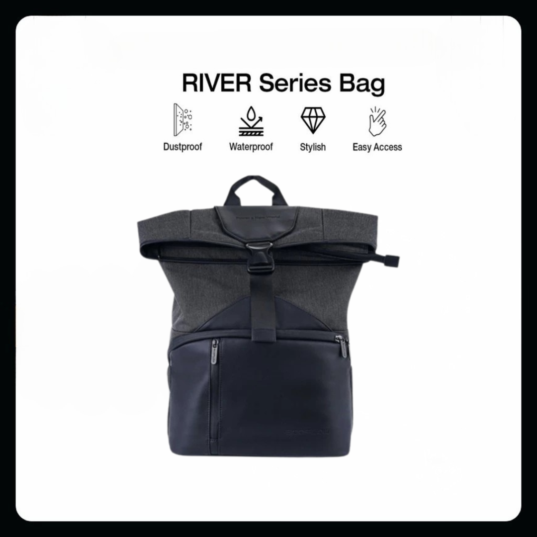 Ecoflow River Exclusive Rolltop Leather X Canvas Backpack Bag
