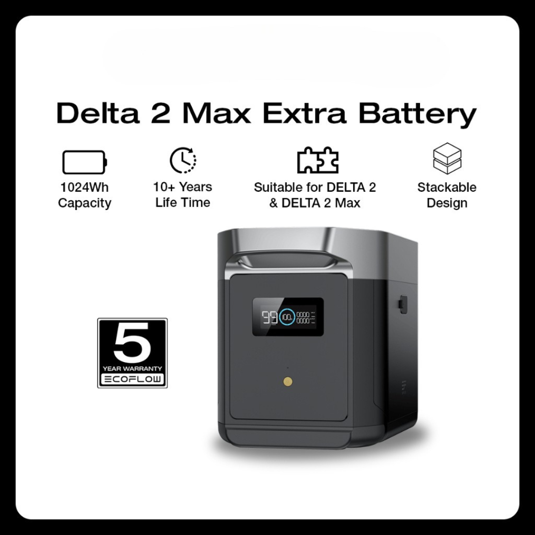 EcoFlow DELTA 2 Max Smart Extra Battery 2048Wh Penambah Kapasitas Ganda Back Up Battery