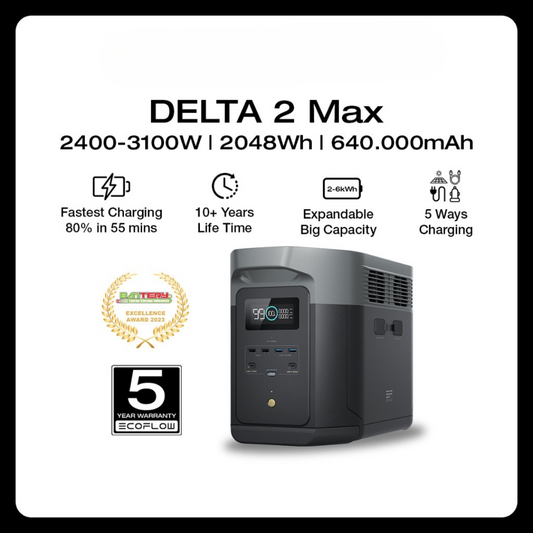 EcoFlow Delta 2 Max 2400 Watt 2048Wh Portable Power Station LFP Solar Generator Genset Backup Lstrik Rumah