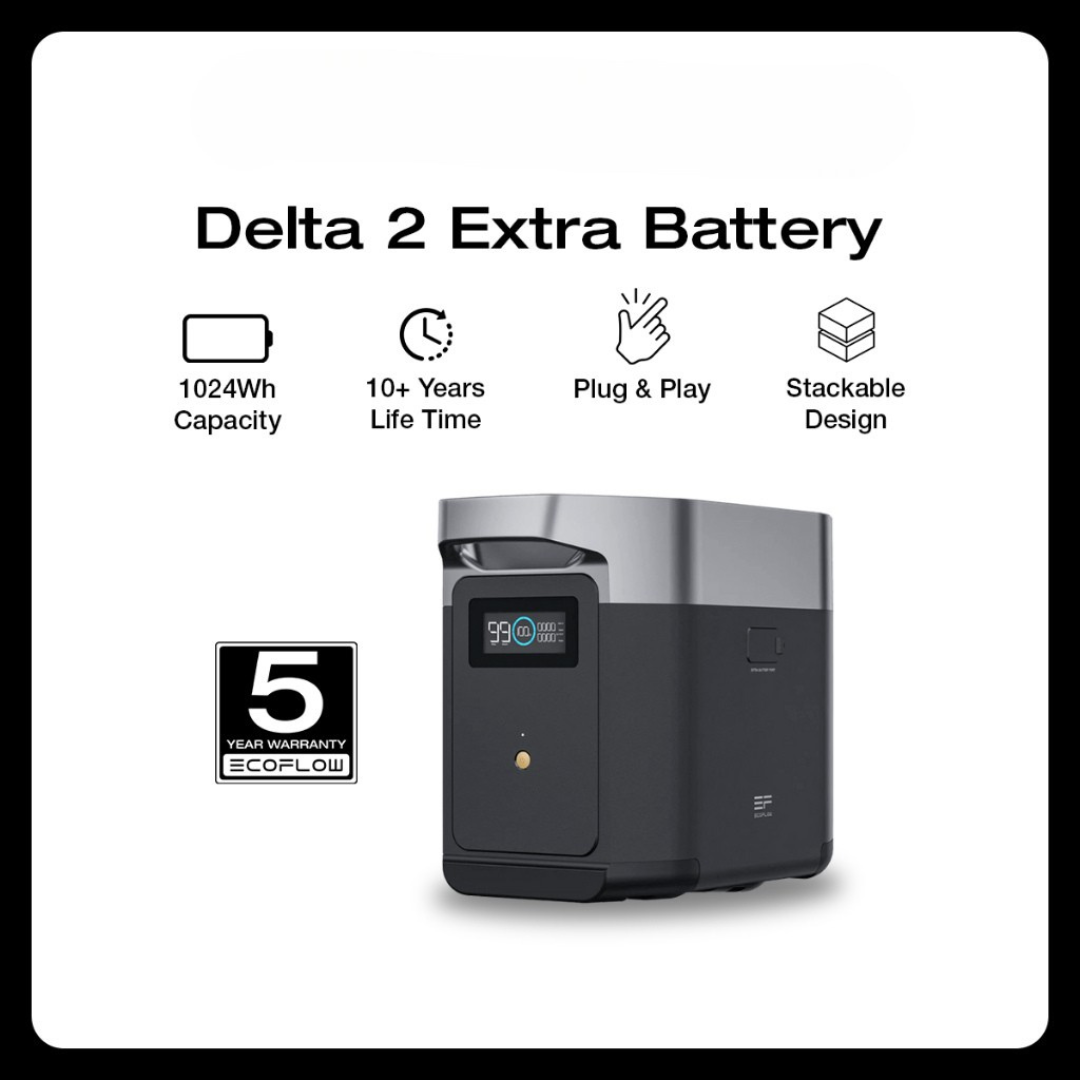 EcoFlow DELTA 2 Extra Battery 1024Wh Kapasitas Ganda Back Up Battery