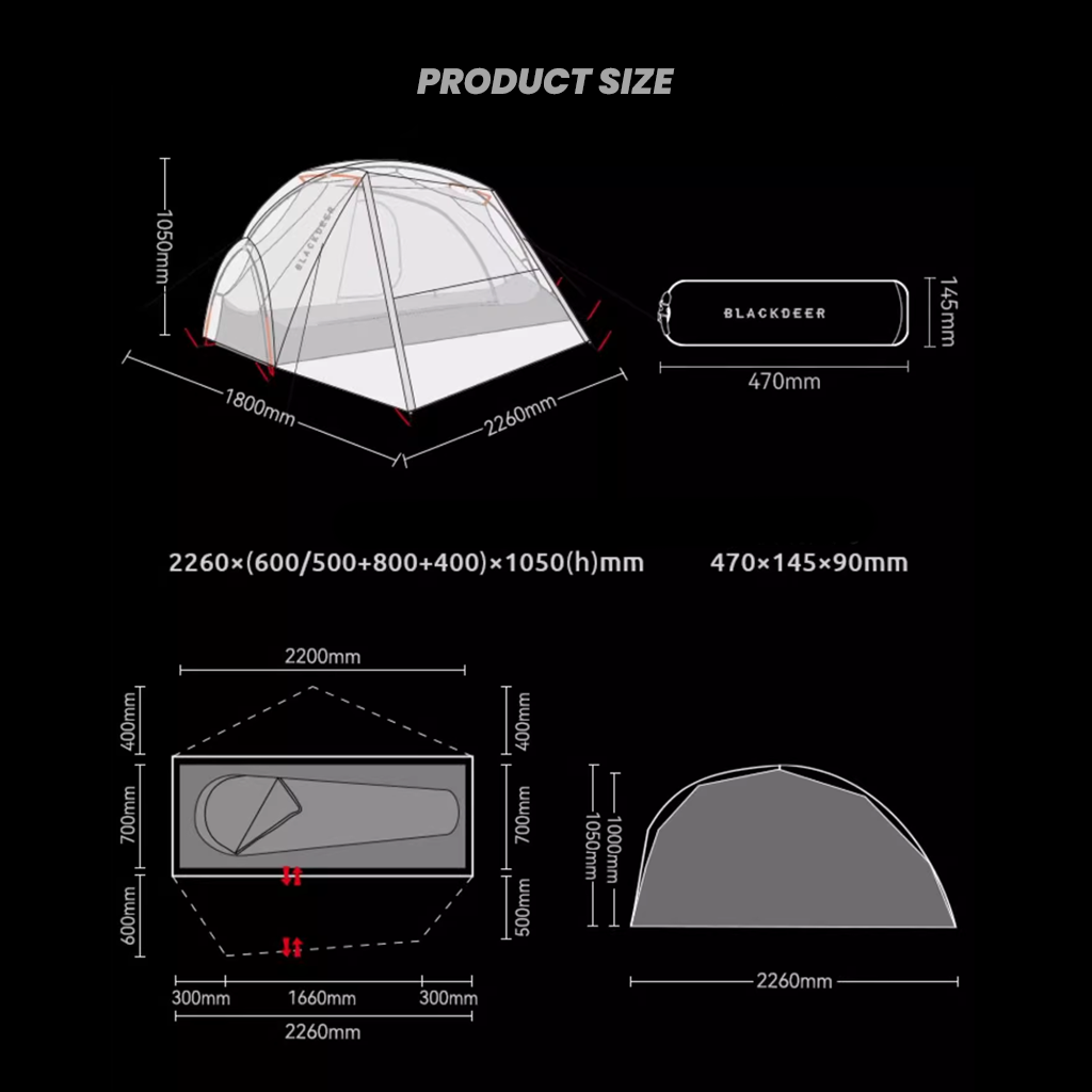 Blackdeer Tenda Camping 1P DAC Poles Nova Ultralight Tent BD12421171