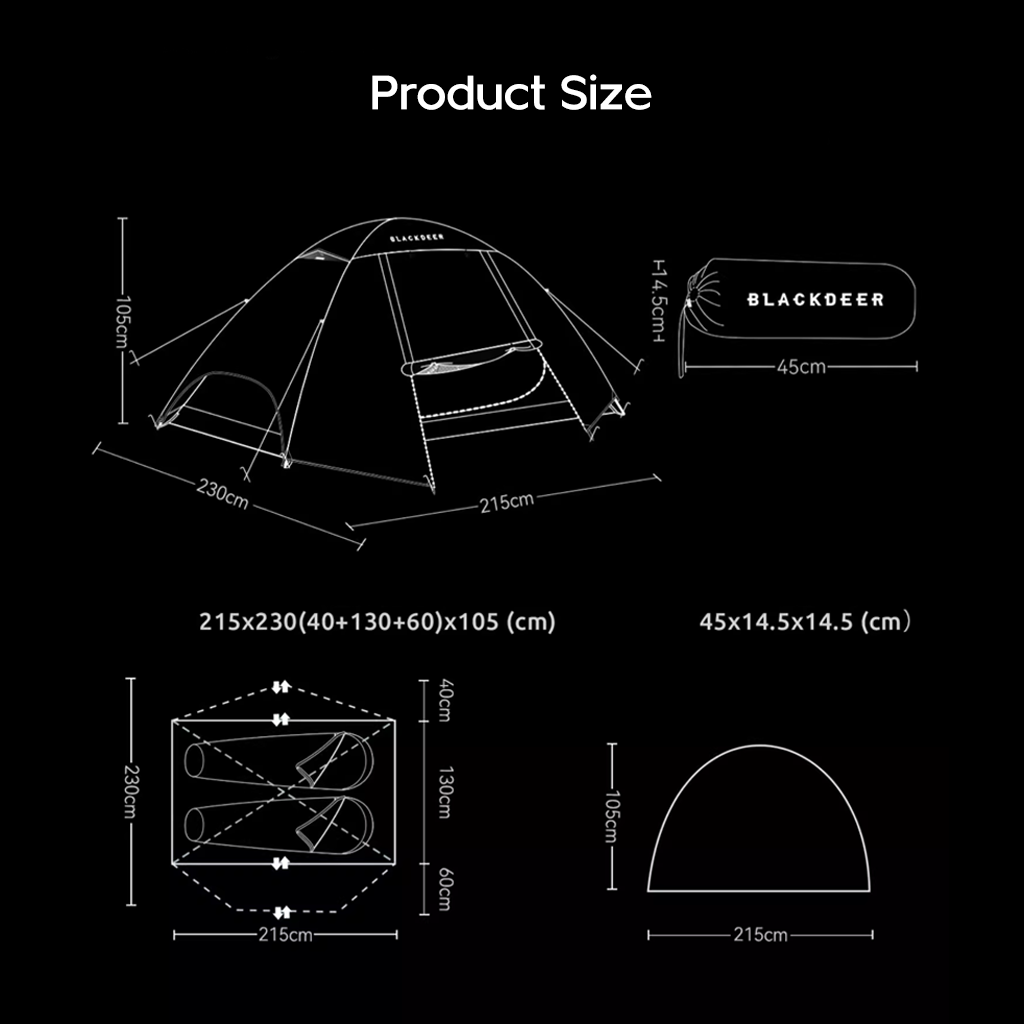 Blackdeer Tenda Camping Ringan 2P Luming Ultralight Tent BD12511275