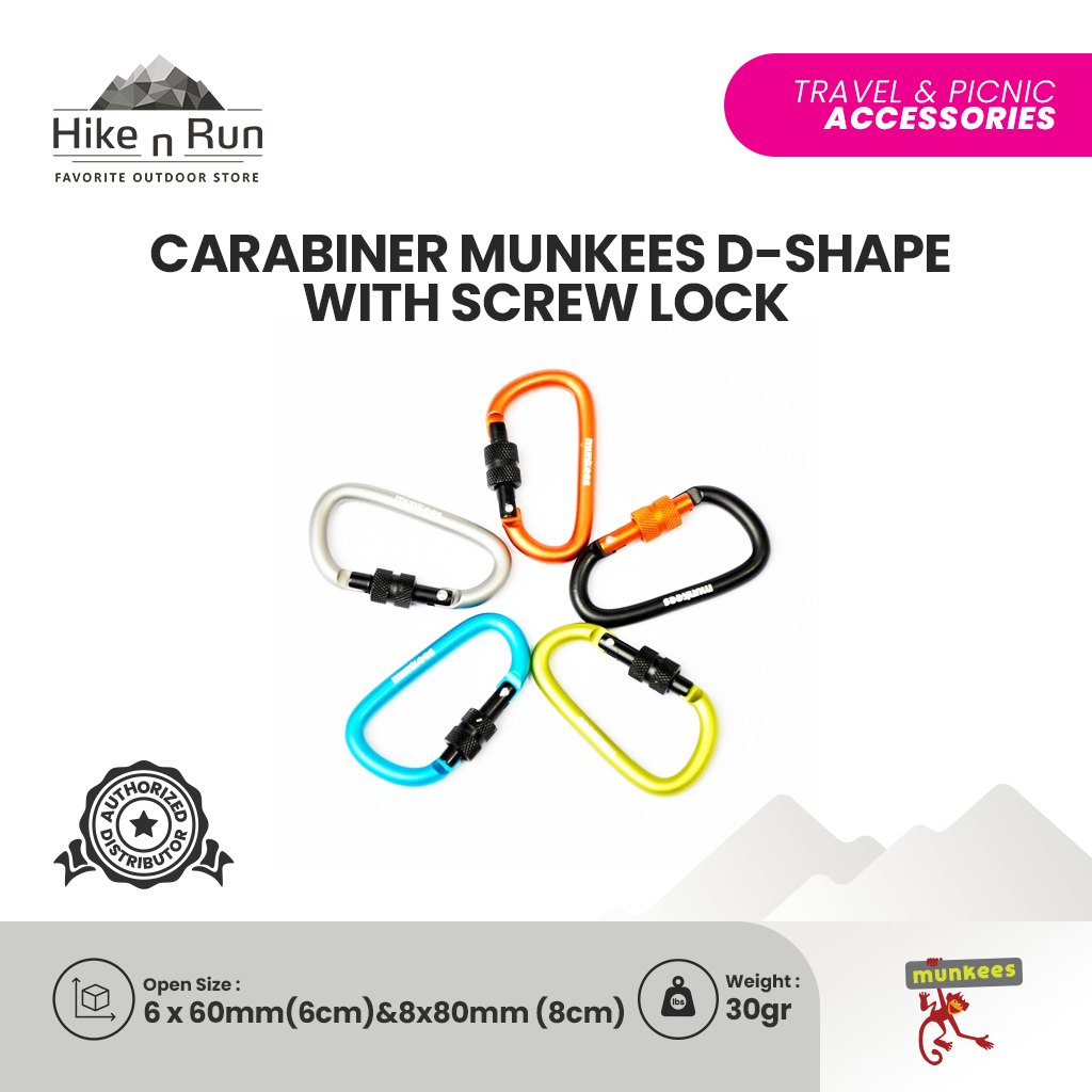 Carabiner Munkees D-Shape With Screw Lock 3246 - 3248