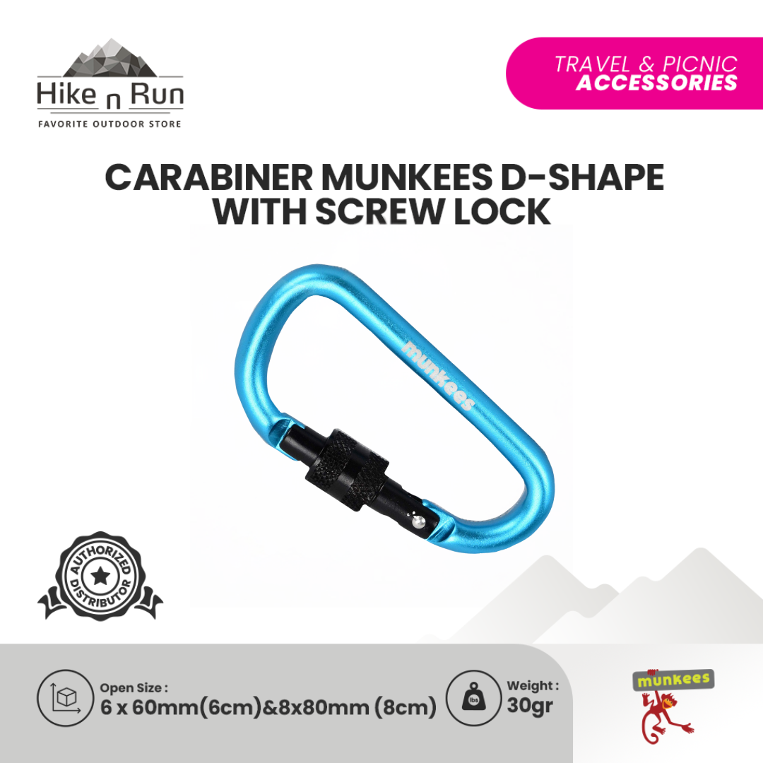 Carabiner Munkees D-Shape With Screw Lock 3246 - 3248
