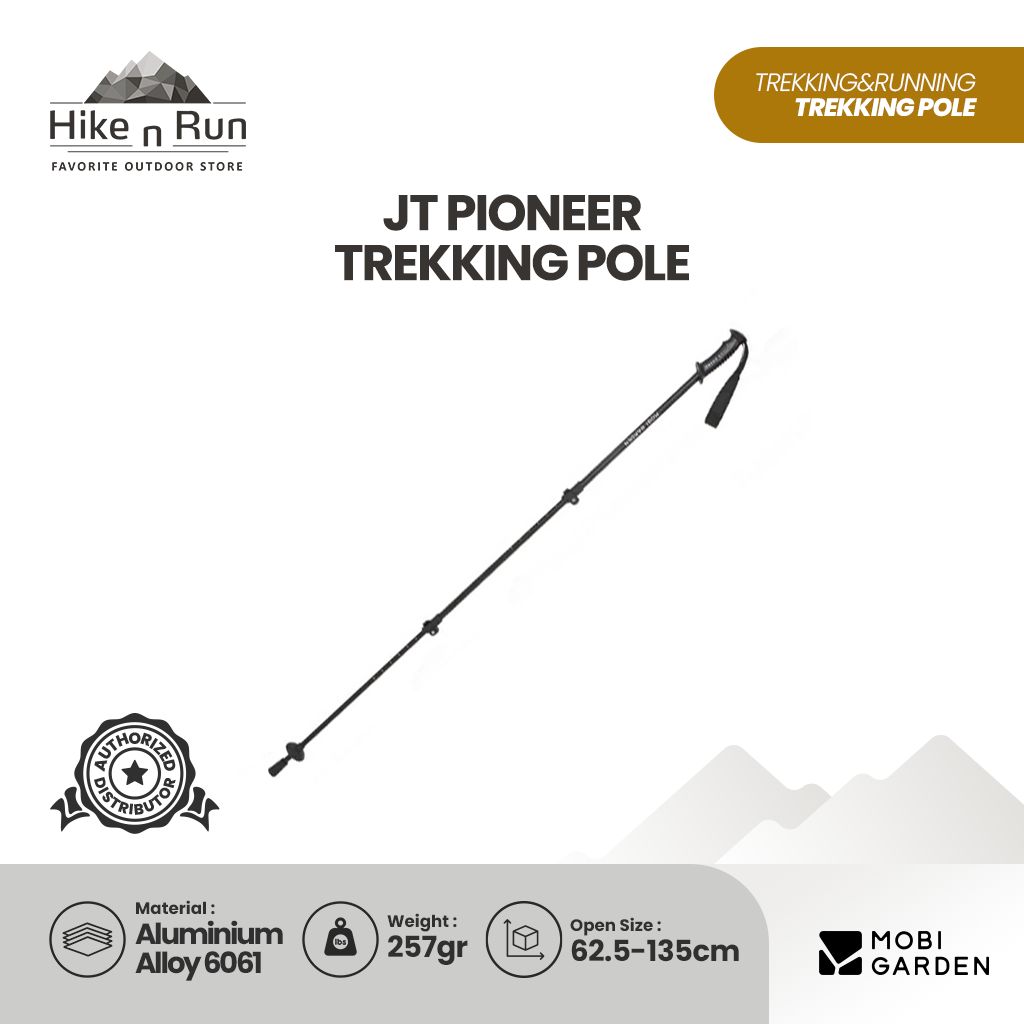 Mobi Garden Trekking Pole JT Pioneer NX25667005 3-Section Aluminum Alloy 6061