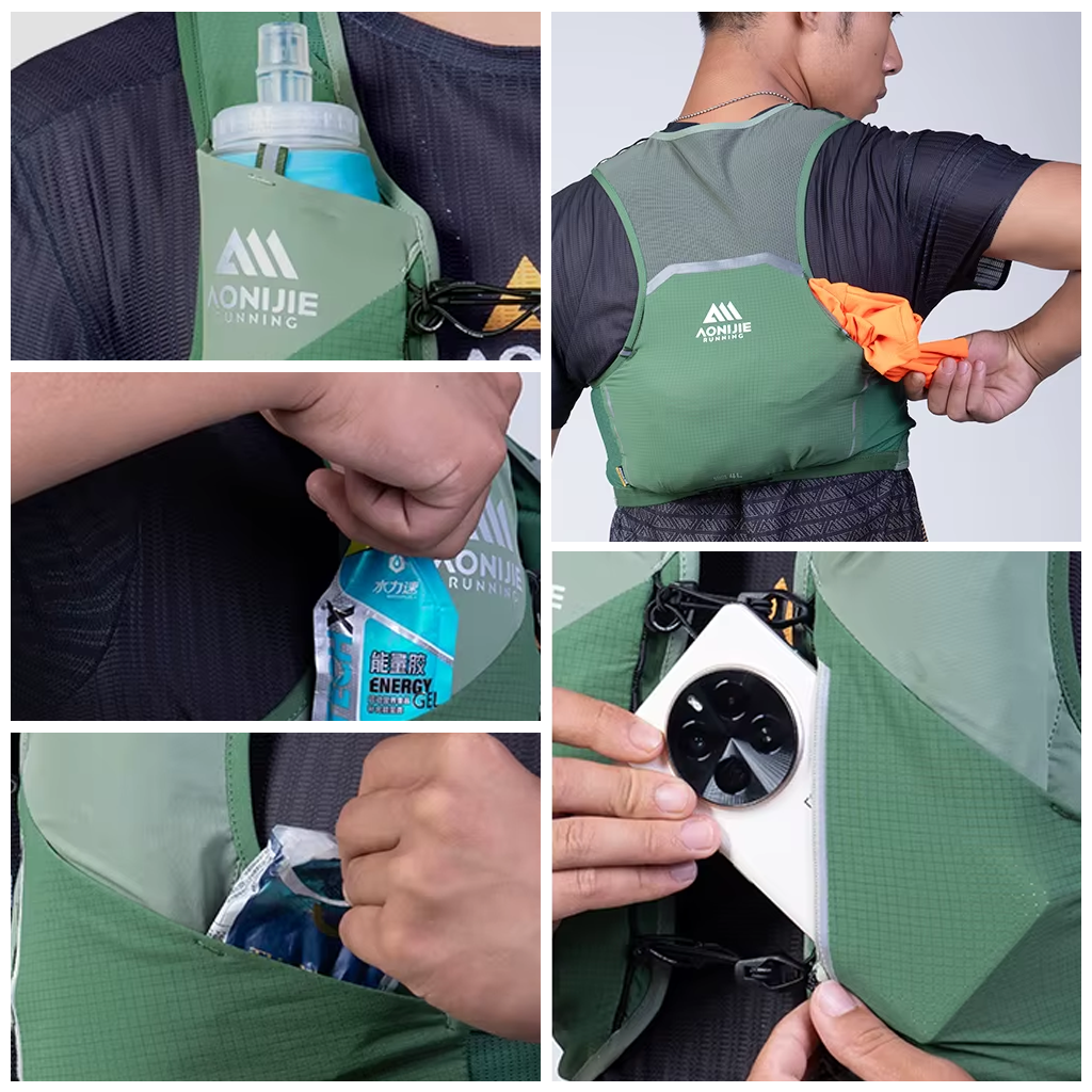 AONIJIE MB-4L MB-8L MB-12L Professional Black Sports Running Backpack Marathon Off Road Outdoor Mountaineering Knapsack for Hiking Cycling