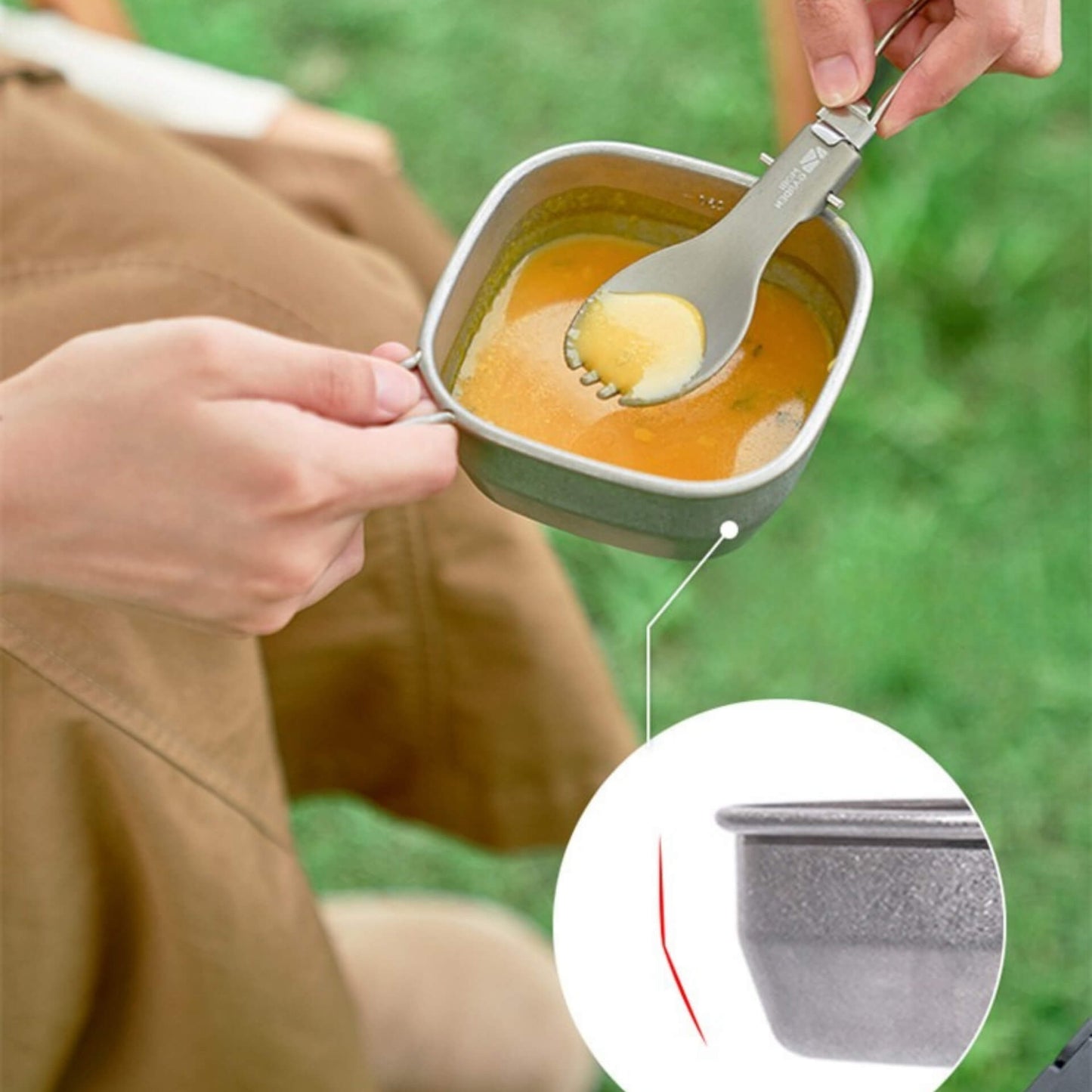 Mobi Garden Sierra Hanging Square Bowl Hiking Stainless Steel 304 NX23666018 Mangkuk Gantung Camping Outdoor 45ml