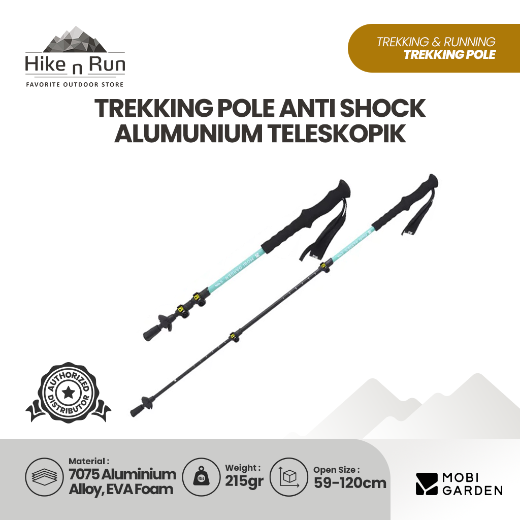 Mobi Garden Trekking Pole Telescopic 7075 Aluminium NX25667010 Trekpole Anti-Shock Ultra Light Tongkat Gunung Lipat Teleskopik Hiking Camping NX25667011