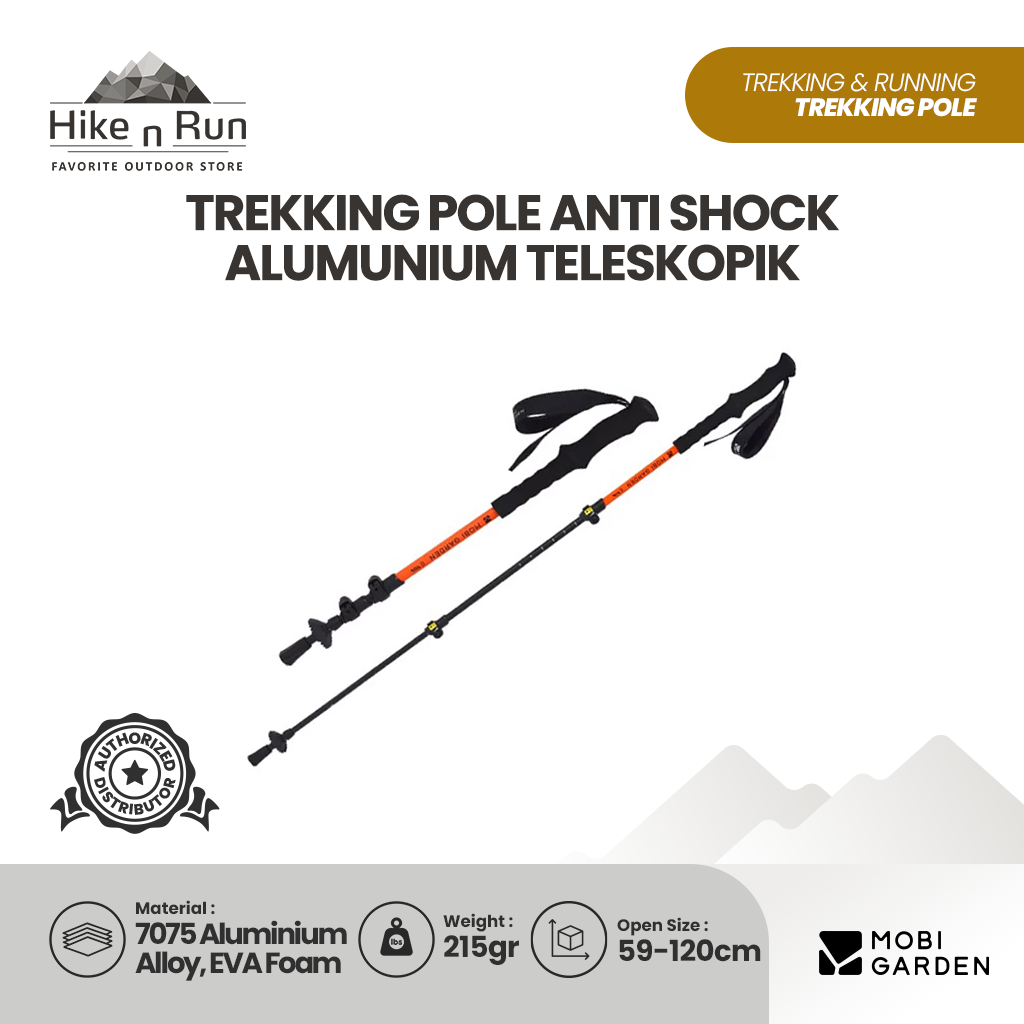 Mobi Garden Trekking Pole Telescopic 7075 Aluminium NX25667010 Trekpole Anti-Shock Ultra Light Tongkat Gunung Lipat Teleskopik Hiking Camping NX25667011