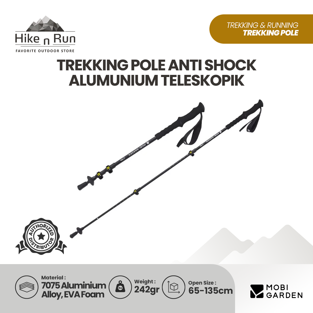 Mobi Garden Trekking Pole Telescopic 7075 Aluminium NX25667010 Trekpole Anti-Shock Ultra Light Tongkat Gunung Lipat Teleskopik Hiking Camping NX25667011