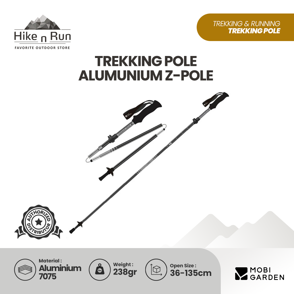 Mobi Garden Trekking Pole Hiking Lipat Alumunium ZT NX25667012 Ultra Light Z-Pole Portable Trekpole Pendaki Trail Run NX25667013