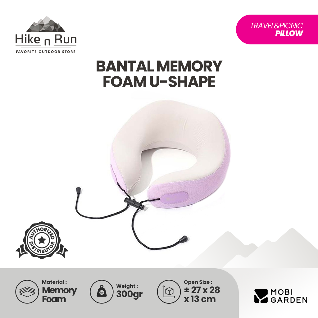 Mobi Garden Bantal Leher U Shape Memory Foam Nyaman NX25683002 U-Shaped Pillow Neck Travel Camping Portable