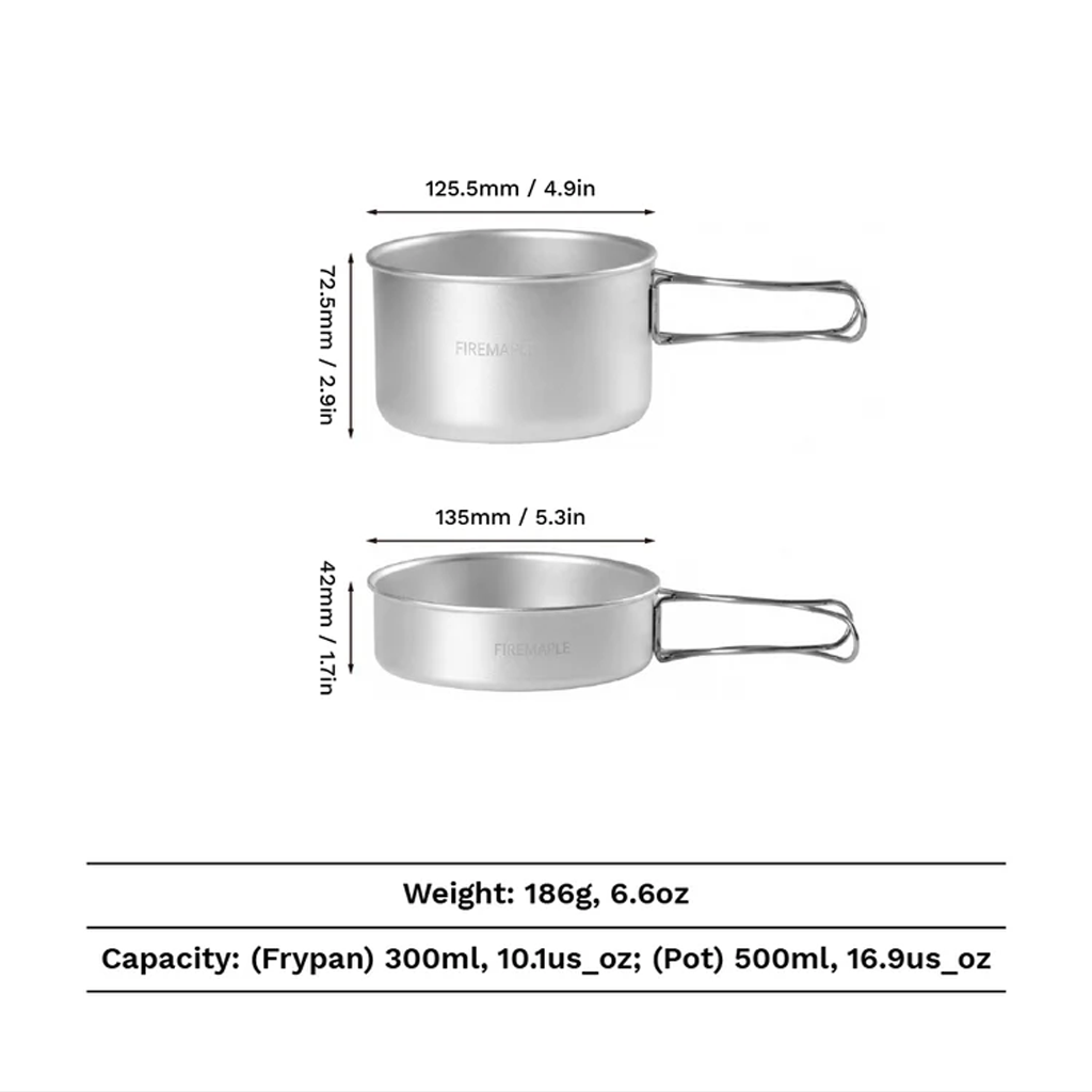 Firemaple Alat Masak Camping Ultralight Frost Mini Cookware Aluminium Cooking Set 1-2P Non-Stick Nesting Set Hiking