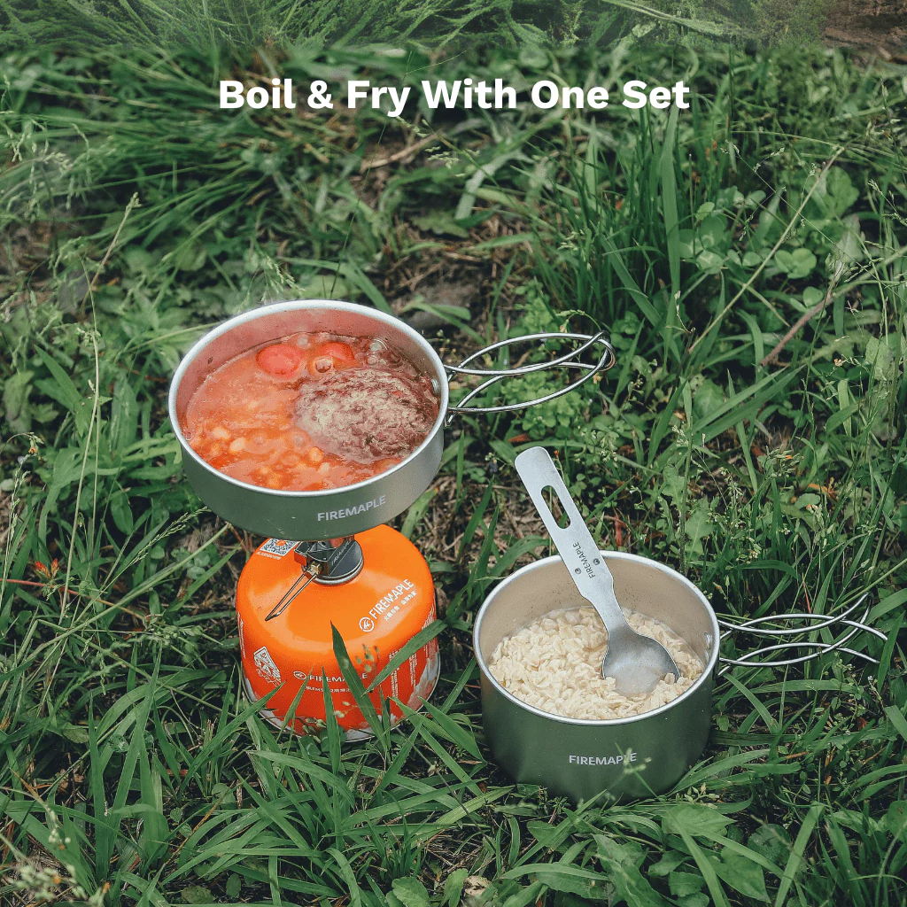 Firemaple Alat Masak Camping Ultralight Frost Mini Cookware Aluminium Cooking Set 1-2P Non-Stick Nesting Set Hiking