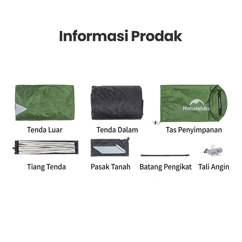 Naturehike Tenda Hiking Double Layer 2 3 orang CNK2550WS038 Bleik Base Camping Tent 210T Tenda Gunung 2P 3P