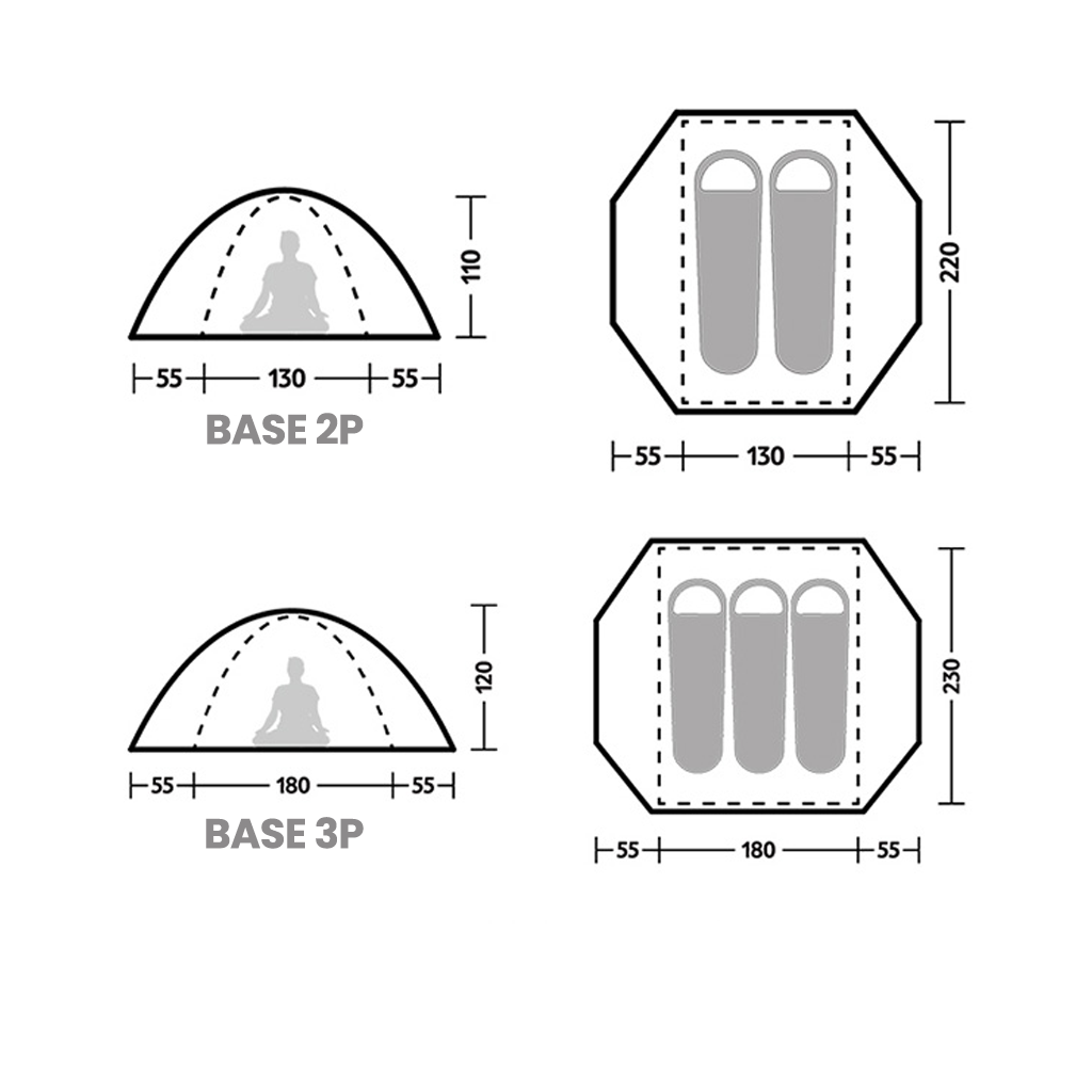 Naturehike Tenda Hiking Double Layer 2 3 orang CNK2550WS038 Bleik Base Camping Tent 210T Tenda Gunung 2P 3P