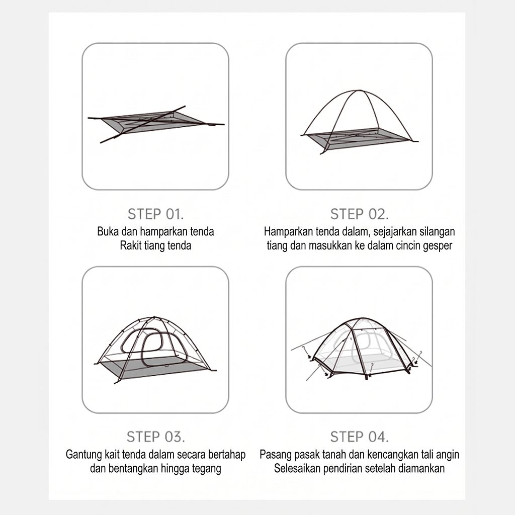 Naturehike Tenda Hiking Double Layer 2 3 orang CNK2550WS038 Bleik Base Camping Tent 210T Tenda Gunung 2P 3P