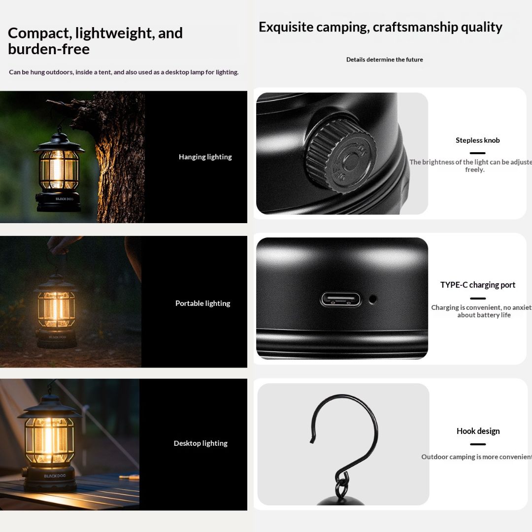 Blackdog Lampu Tenda Vintage Estetik CBD2550ZM043 Candlelight Retro Camping Lamp LED Ambient Light