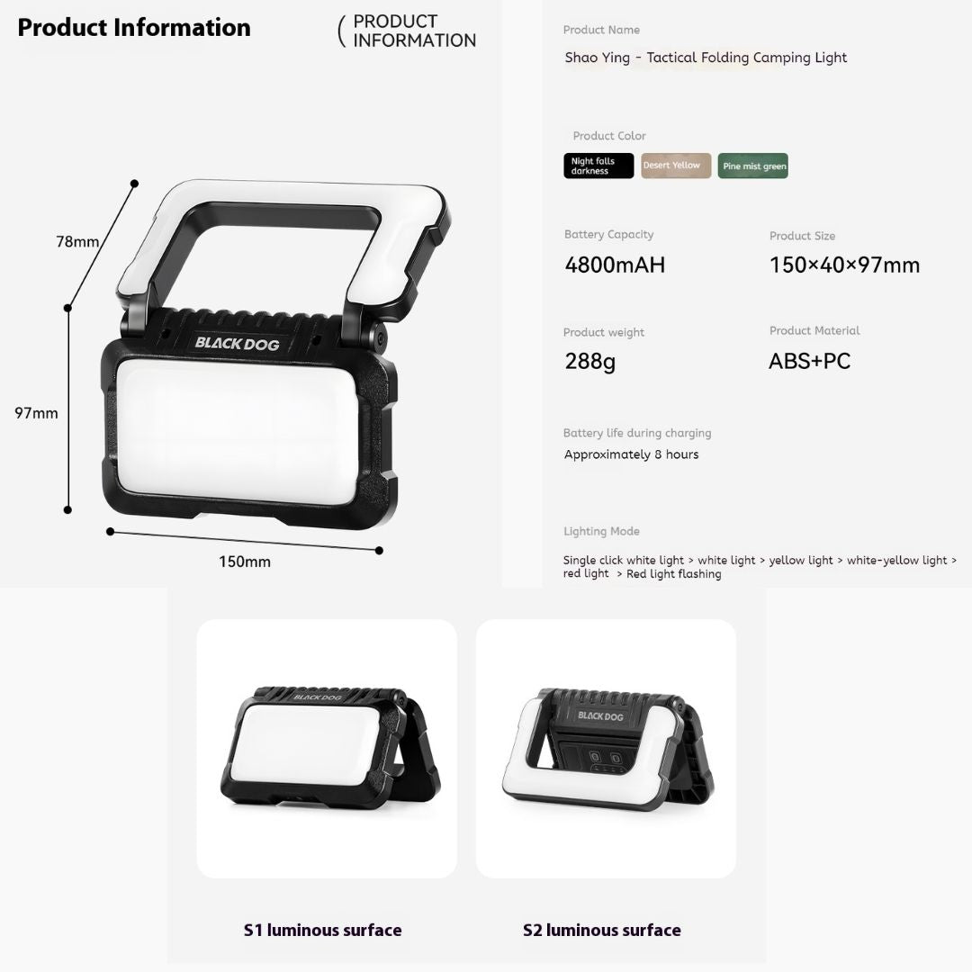 Blackdog Lampu Tenda Lipat Multifungsi  CBD2550ZM033 Foldable Dual-Sided Camping Light LED