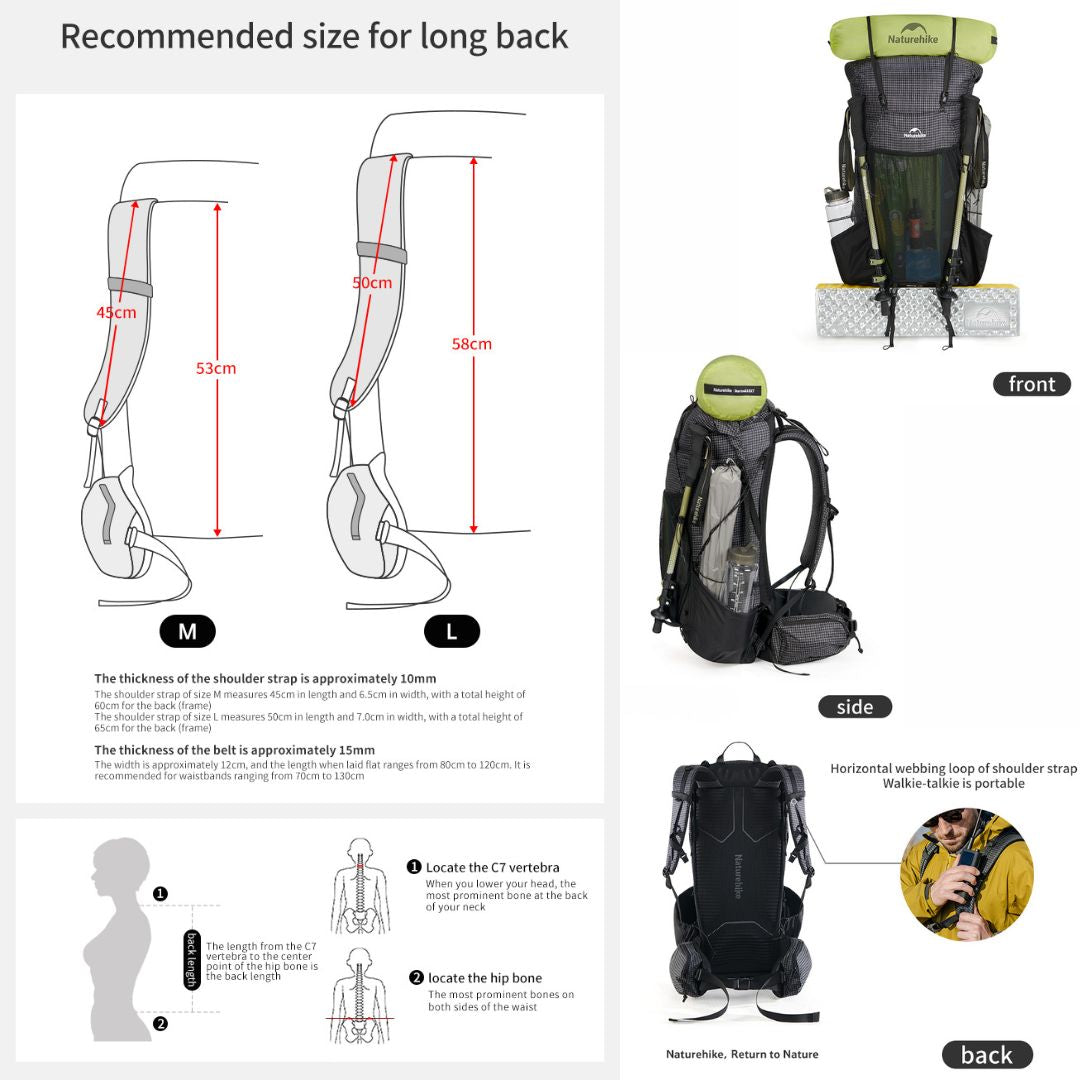 Naturehike Tas Gunung 30L 45L 60L Hiking Trekking Rock Series 2.0 CNK2550XB018 Hiking Backpack Ultralight Tas Carrier Hiking Camping Trekking Waterproof