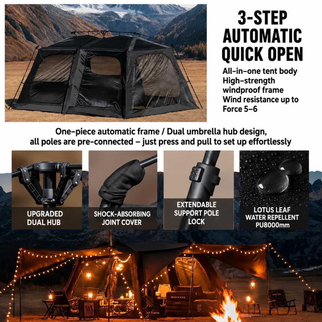 Blackdog Tenda Otomatis Star Chaser 13X CBD2550WS074 Cabin Tent Quick Open Tenda Camping Family Outdoor